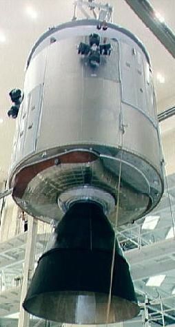 Heat shield being installed on the Apollo 1 Command/Service Module 1966 Photo 