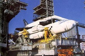 Buran erected on pad